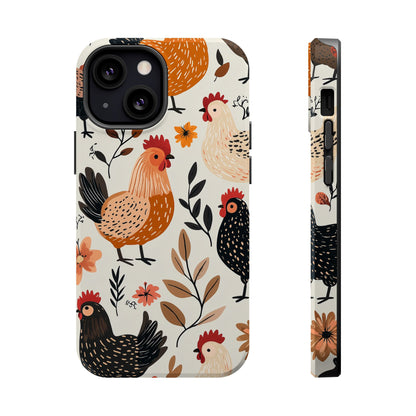 MagSafe iPhone Case: Cluckin' Vintage – Chickens & Leaves