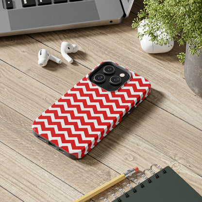 Bold Red & White Chevron – Modern Geometric iPhone Case