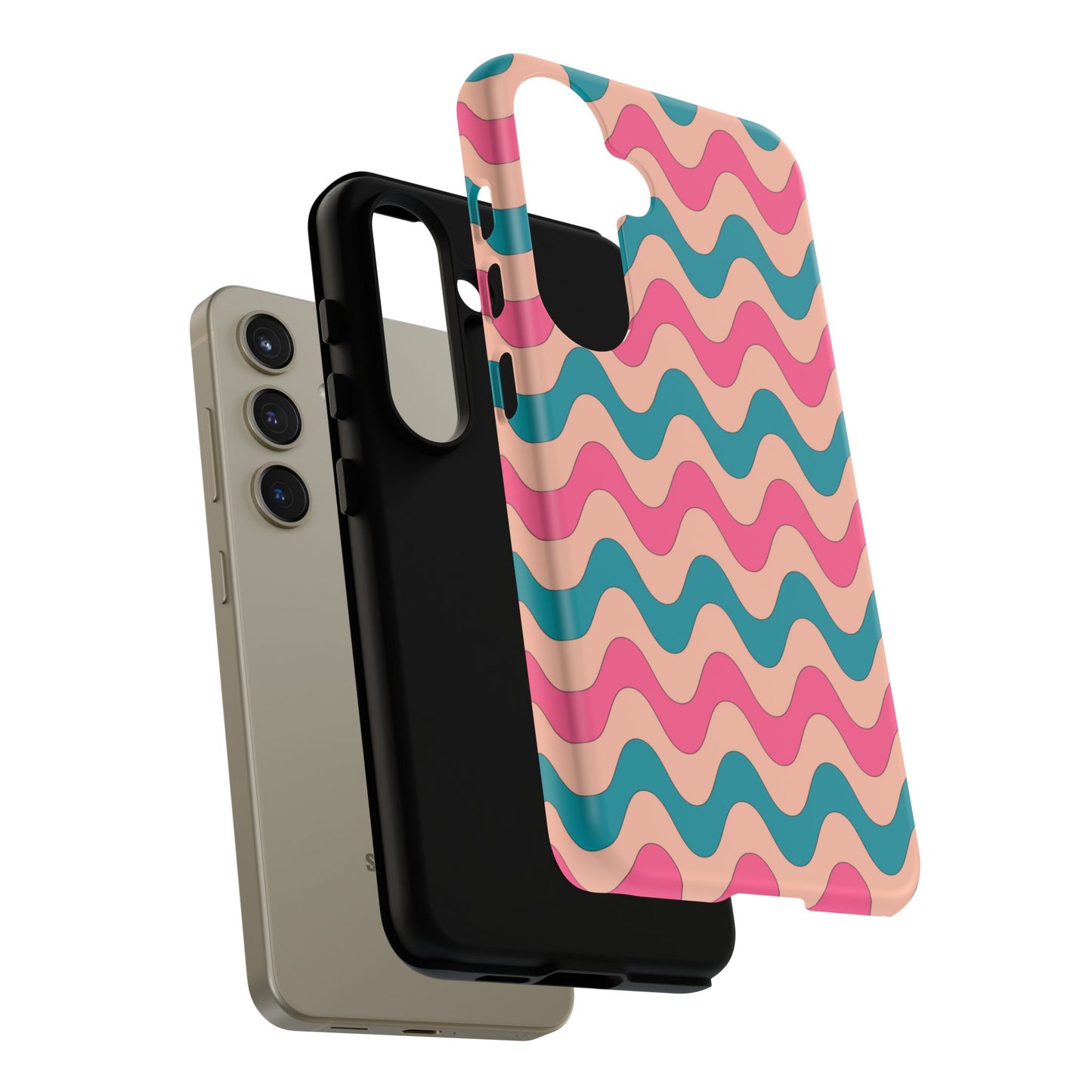 Retro Waves Pattern Samsung Galaxy Case – Shockproof Design with Dual-Layer Protection