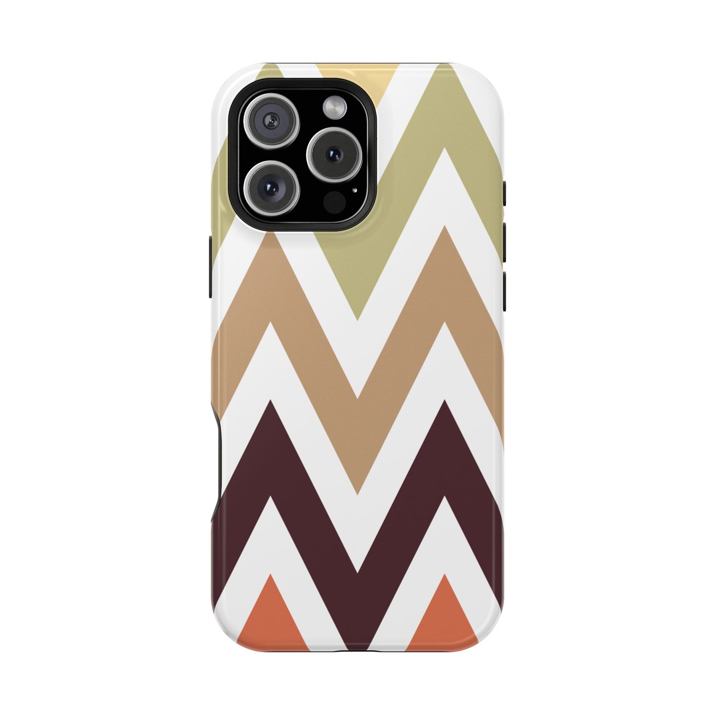 Earthy Chevron MagSafe iPhone Case – Boho-Inspired Design with Dual-Layer Protection