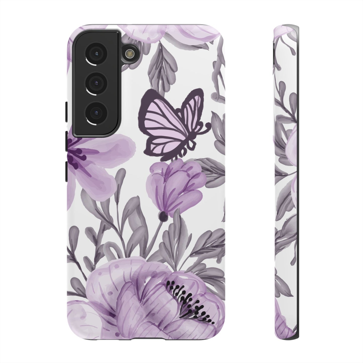 Lavender Bloom Butterfly Samsung Galaxy Case – Delicate Floral Design with Watercolor Details