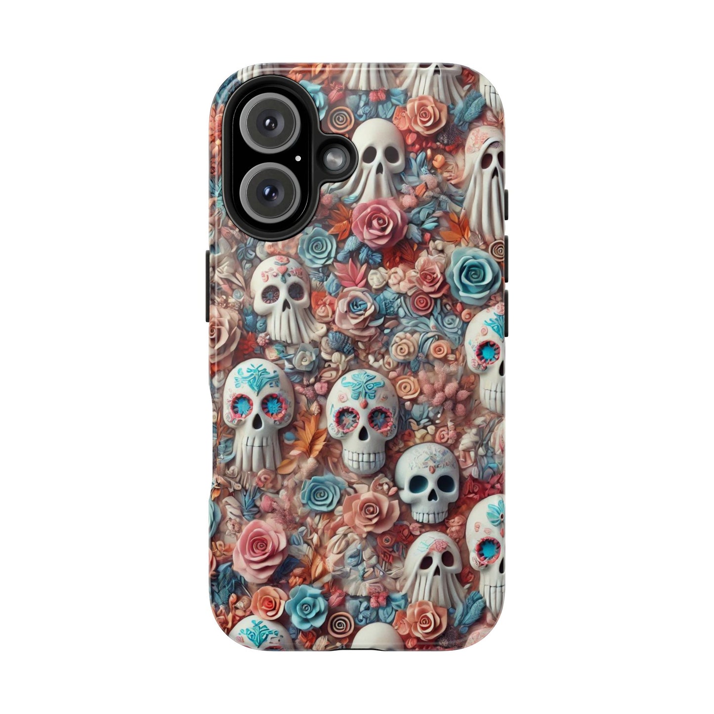 Day of the Dead Floral Skull iPhone Case - Colorful Protective Cover - Halloween Spooky Autumn Case