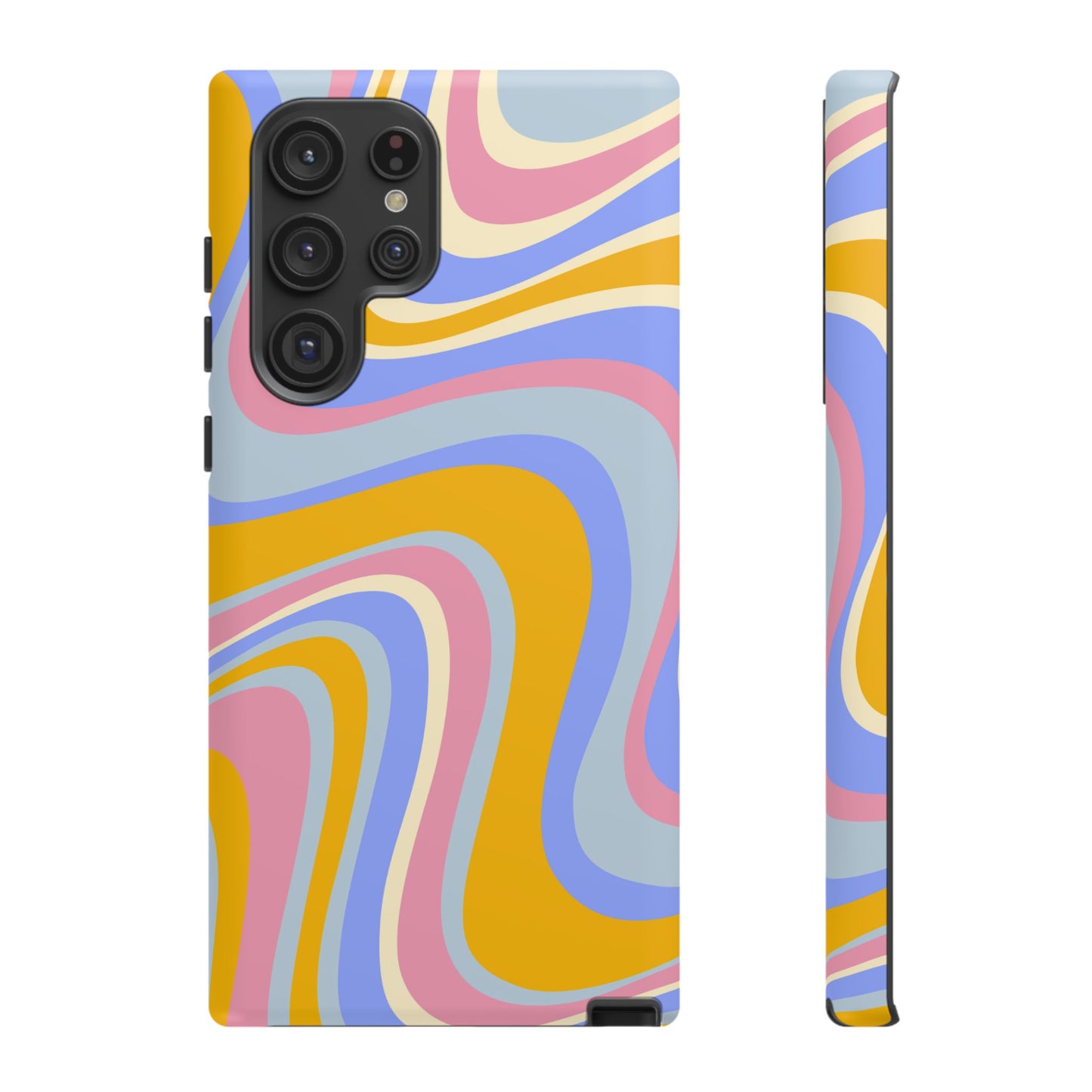 Groovy Pastel Waves Samsung Galaxy Case – 70s-Inspired Design with Dual-Layer Protection