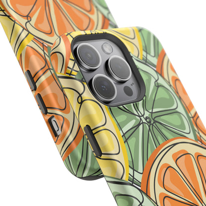 Citrus Zest Tough MagSafe iPhone Case – Bold Lime, Lemon, and Orange Design, Shockproof Protection