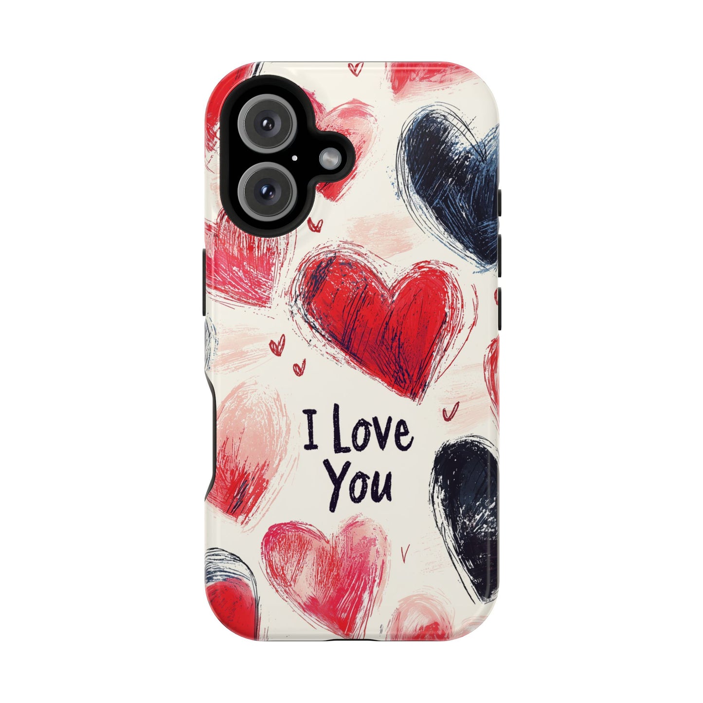 Brushstroke Hearts of Love "I Love You" - MagSafe Compatible Case