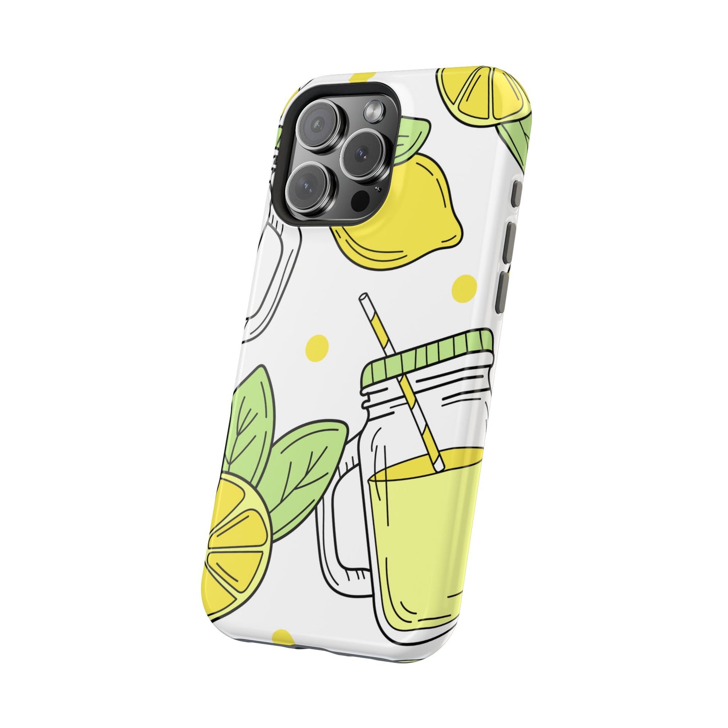 Lemonade Love Tough MagSafe iPhone Case – Fun Lemon Mason Jar Design, Dual-Layer Protection