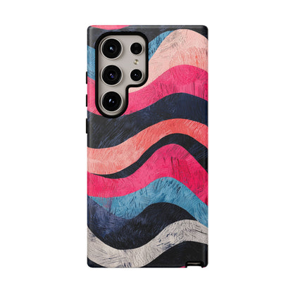 Abstract Wave Pattern Samsung Galaxy Case – Shockproof, Matte Finish, Dual-Layer Protection