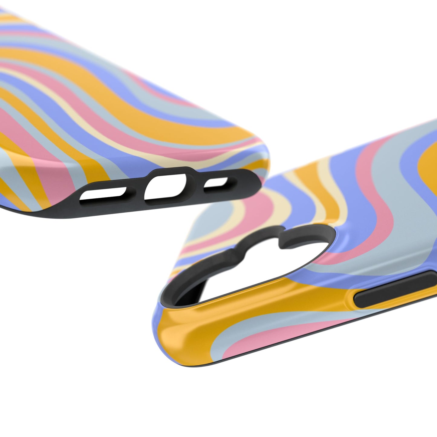 Groovy Pastel Waves MagSafe iPhone Case – 70s-Inspired Design with Dual-Layer Protection