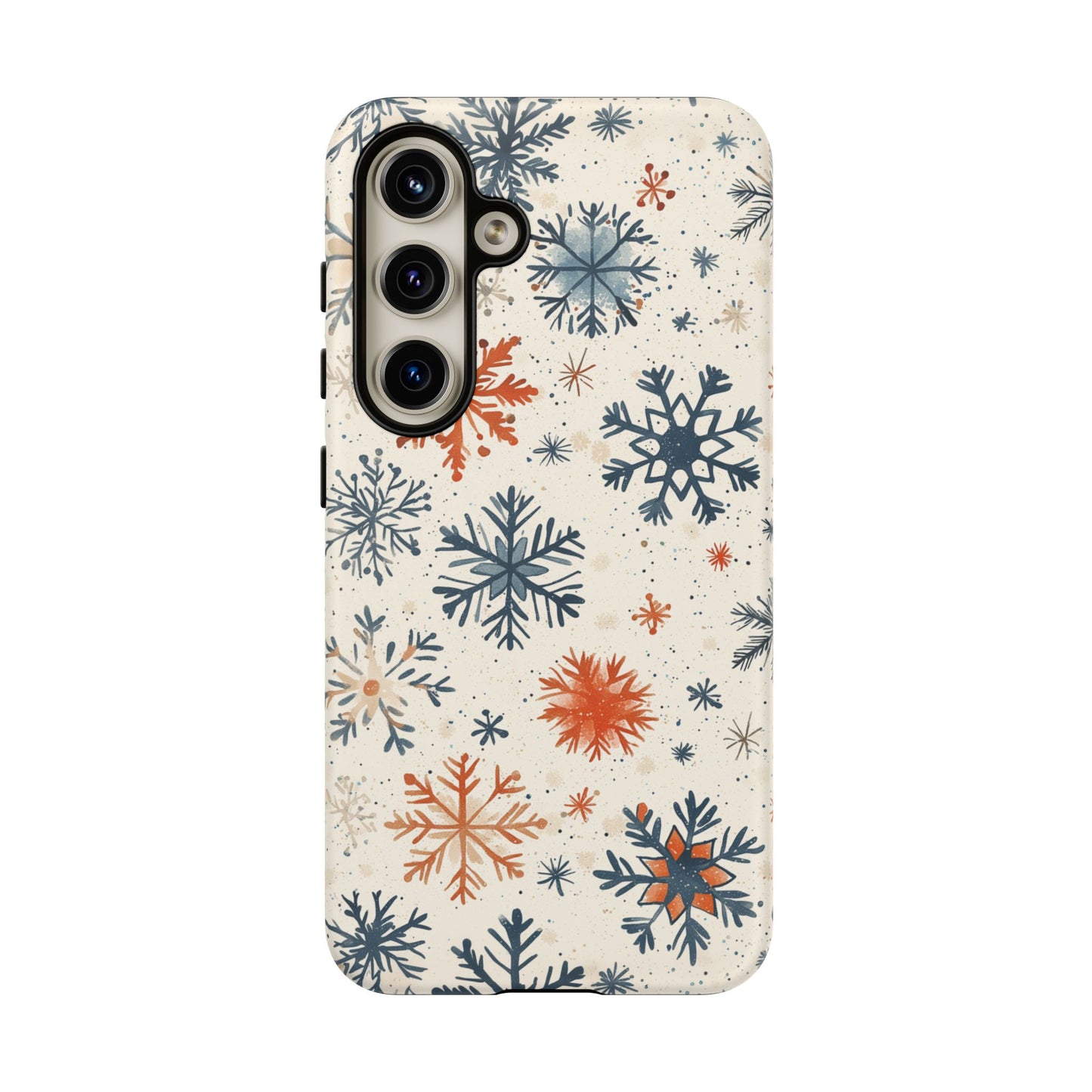 Rustic Orange and Blue Snowflake Pattern – Samsung Galaxy Series Case