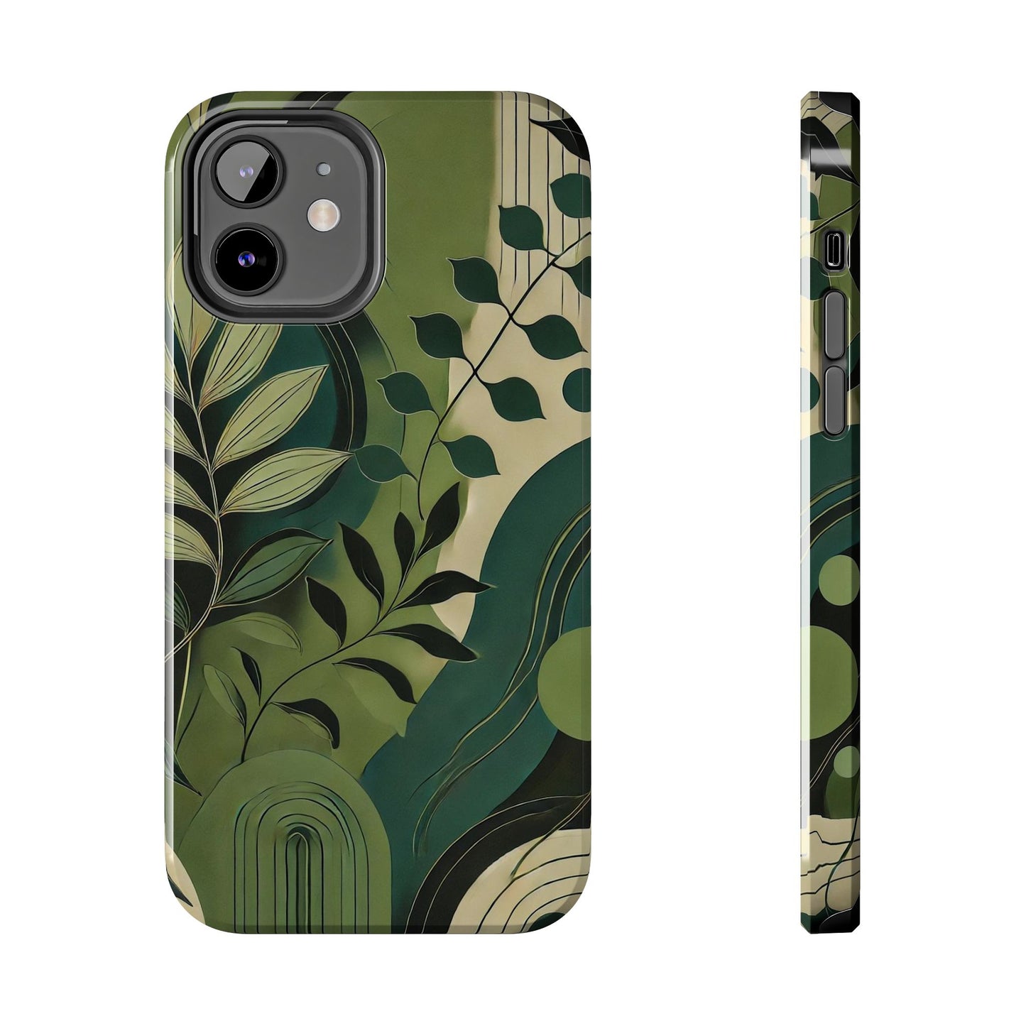 Abstract Green Leaves iPhone Case - Nature-Inspired Protective Cover