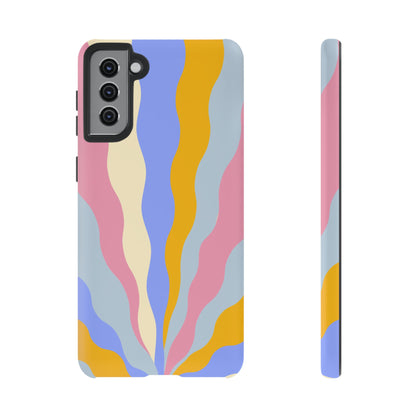 Pastel Radiance Samsung Galaxy Case – 70s-Inspired Dual-Layer Design with Wavy Sunburst Pattern