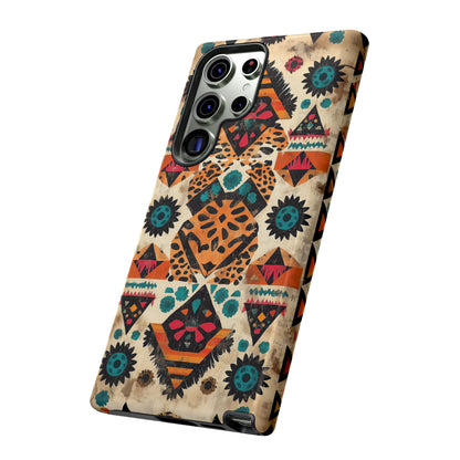 Bohemian Leopard & Tribal Floral Tough Samsung Galaxy Case – Vibrant Eclectic Design, Dual-Layer Protection