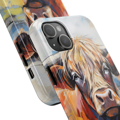 Cute Western Phone Case | Highland Cow | Robust Rocky Mountain-Inspired | Expressionism | Fresco