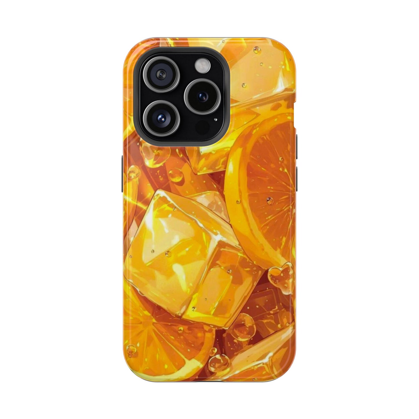 Citrus Splash MagSafe iPhone Case – Bright Orange Slices & Ice, Dual-Layer Protection