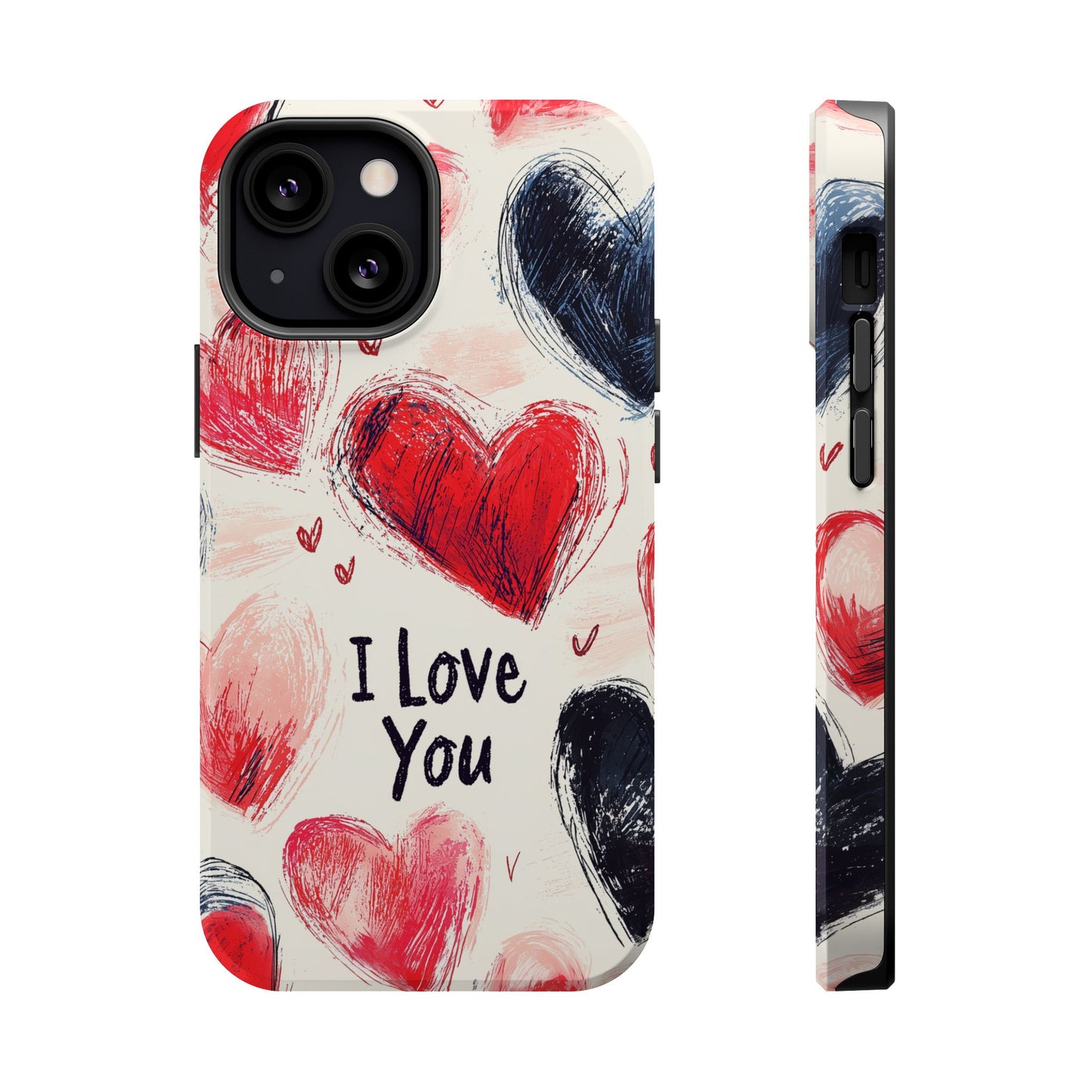 Brushstroke Hearts of Love "I Love You" - MagSafe Compatible Case