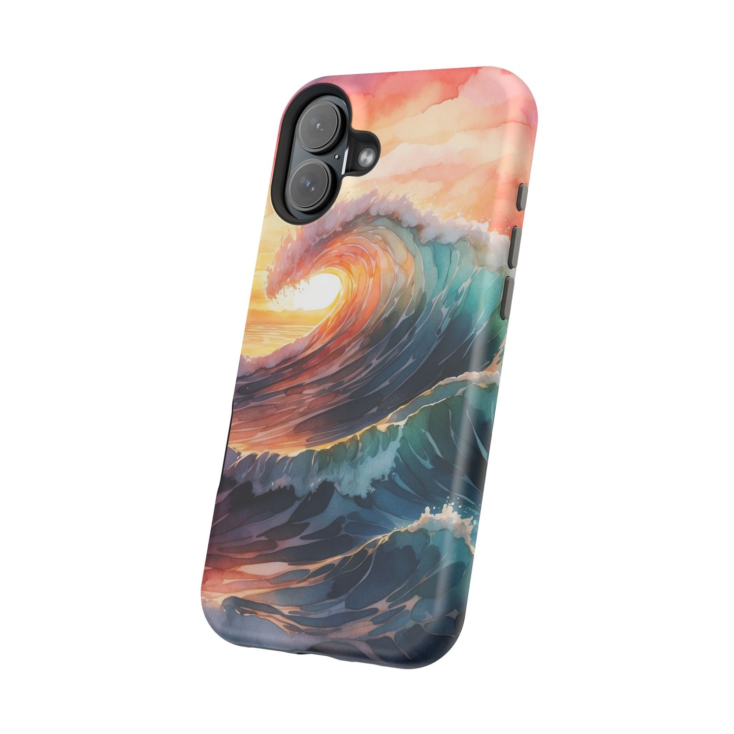 Ocean Sunrise Wave MagSafe iPhone Case – Vibrant Watercolor Wave Design