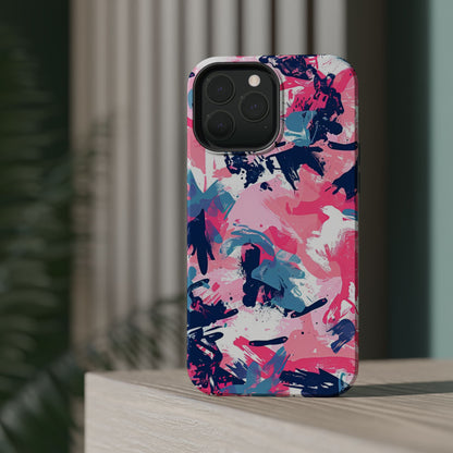 Vibrant Pink & Navy Abstract Splash – MagSafe iPhone Case