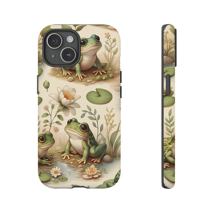 Cute Frogs Phone Case - Pond Pals Frolic - Charming Frog Lily Pad Phone Case for iPhone, Google & Samsung! Great Gift For Any Frog Lover!