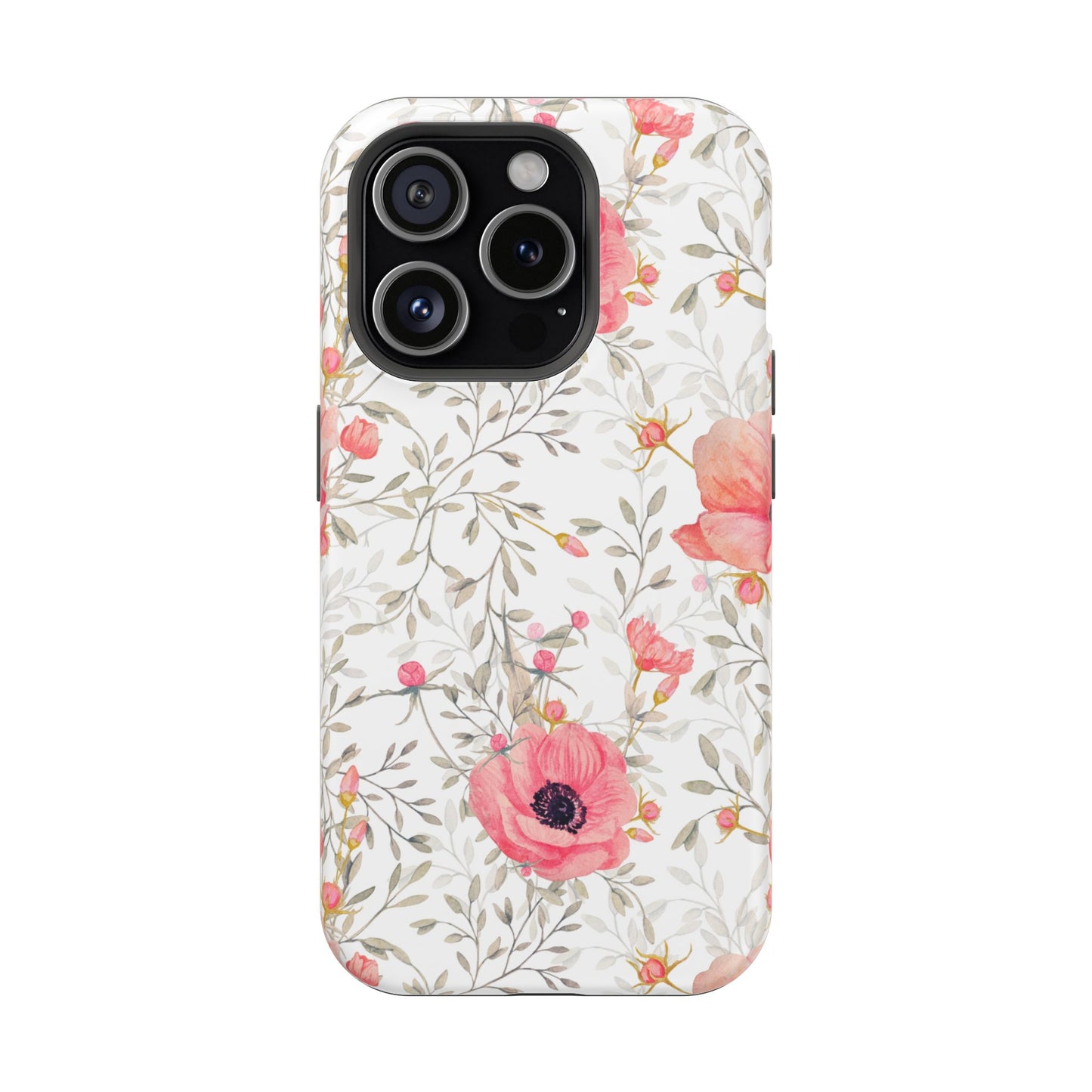 Pink Floral Watercolor MagSafe iPhone Case – Elegant Blossom Design with Magnetic Compatibility