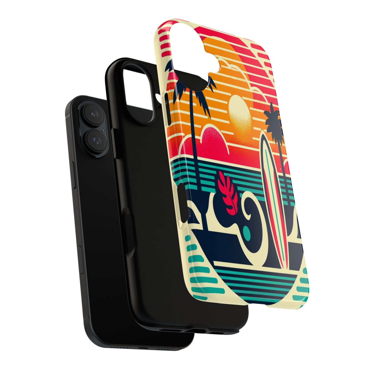 Retro Beach Vibes iPhone Case - Sunset Surfing Protective Cover