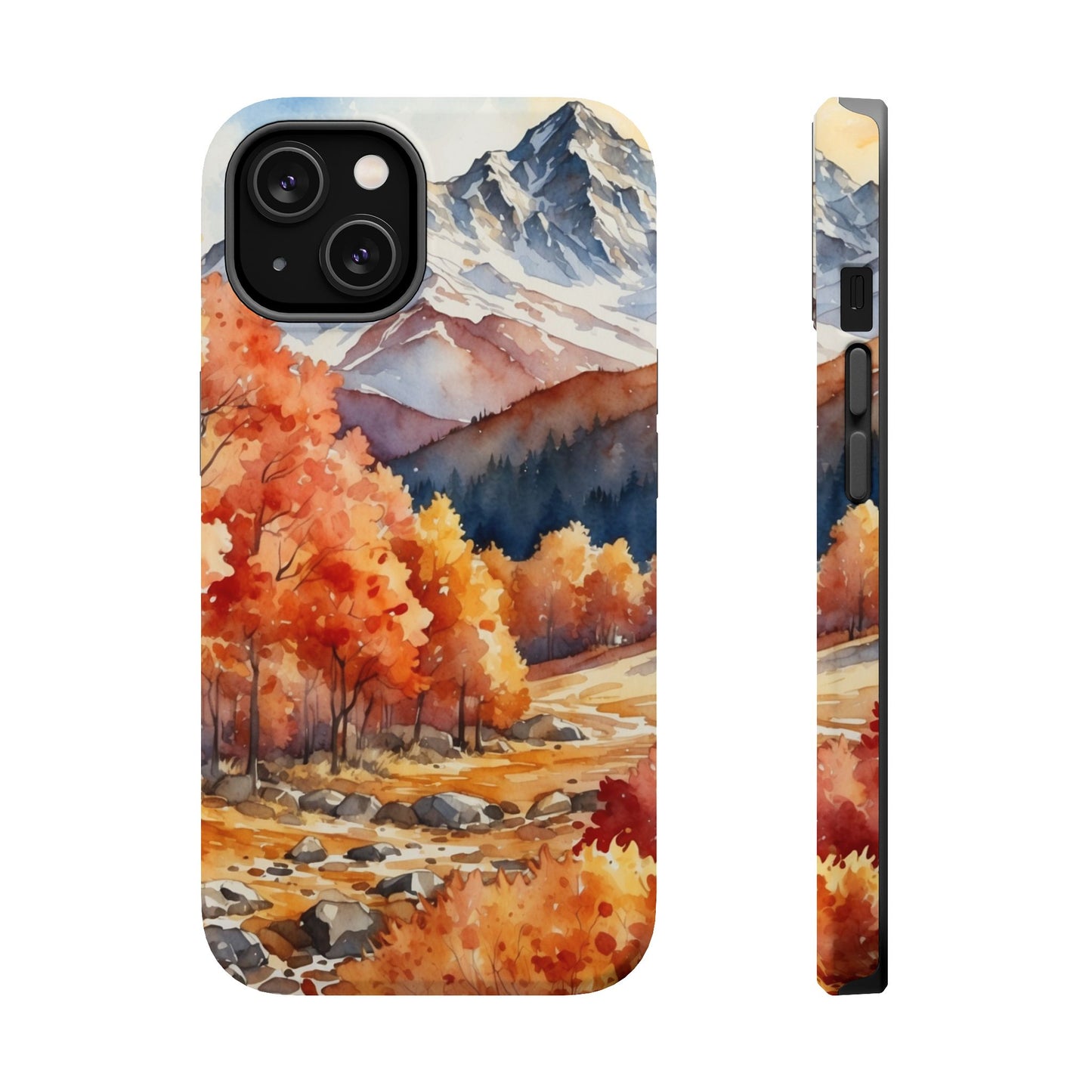 Watercolor Autumn Forest and Mountains - MagSafe iPhone Case