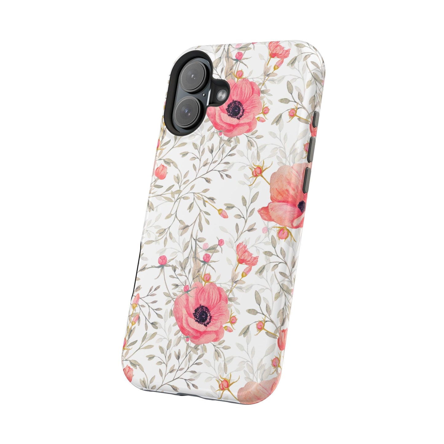 Pink Floral Watercolor MagSafe iPhone Case – Elegant Blossom Design with Magnetic Compatibility