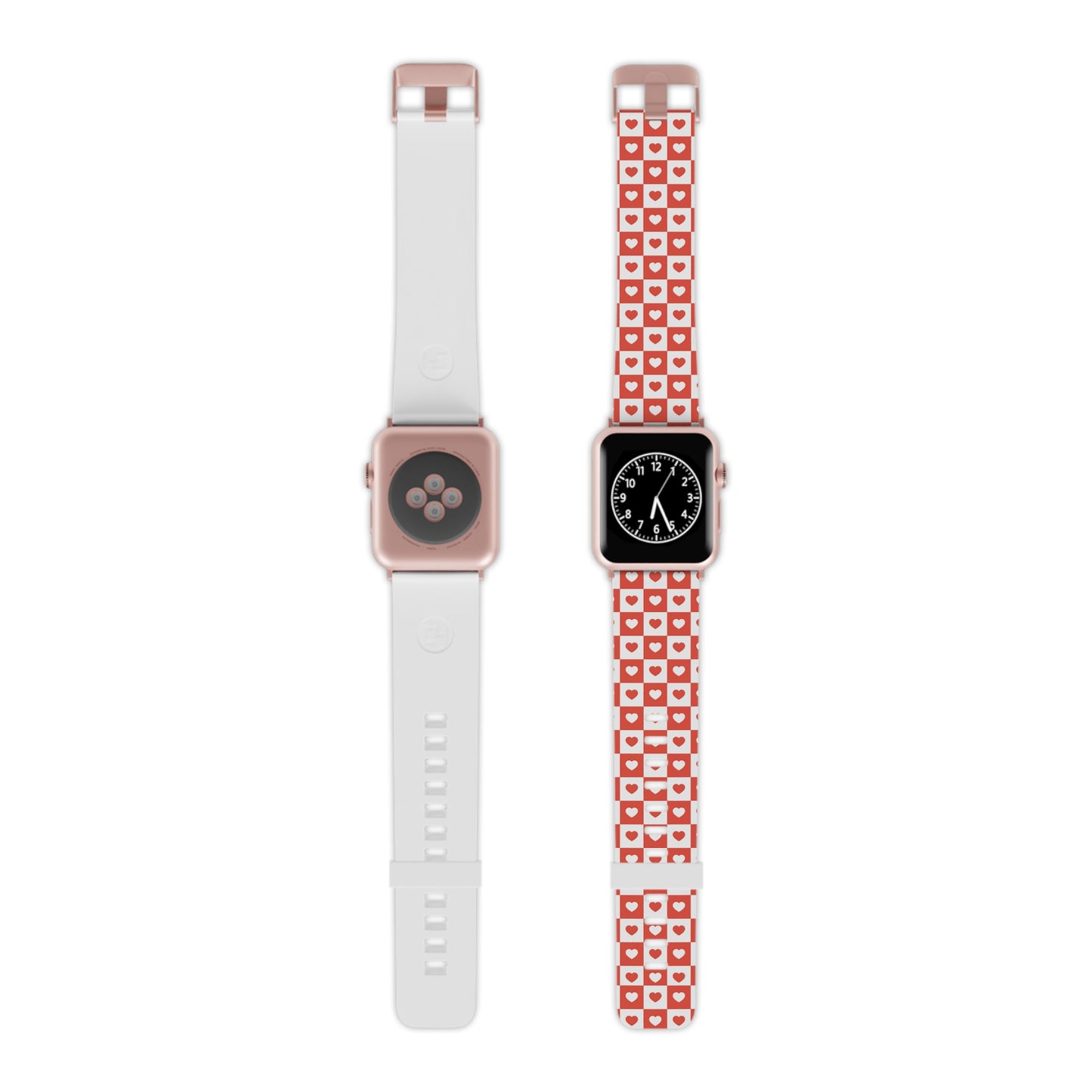 Red & White Heart Checkerboard Apple Watch Band