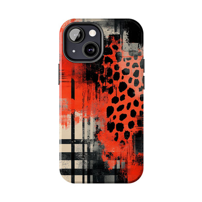 Cheetah Plaid iPhone Case – Red & Black Pattern