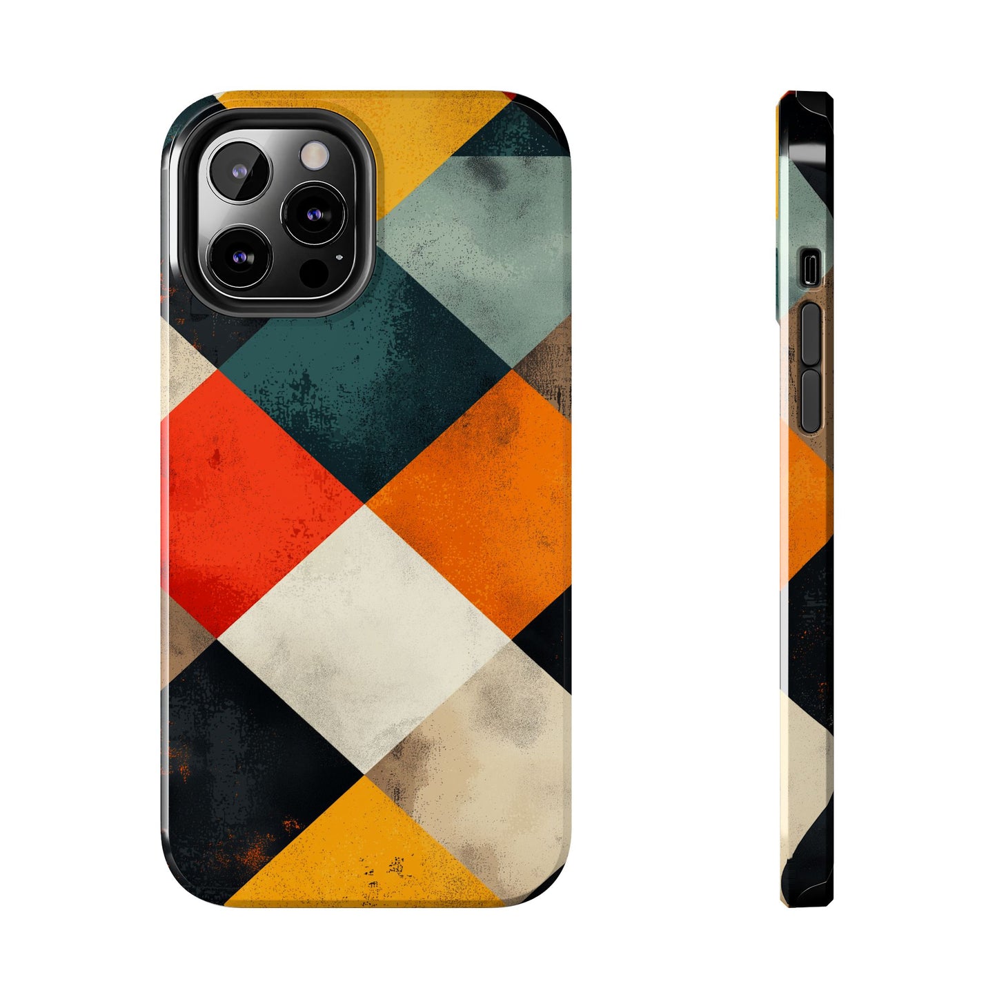 Geometric Retro iPhone  Case - Colorful Checkered Protective Cover