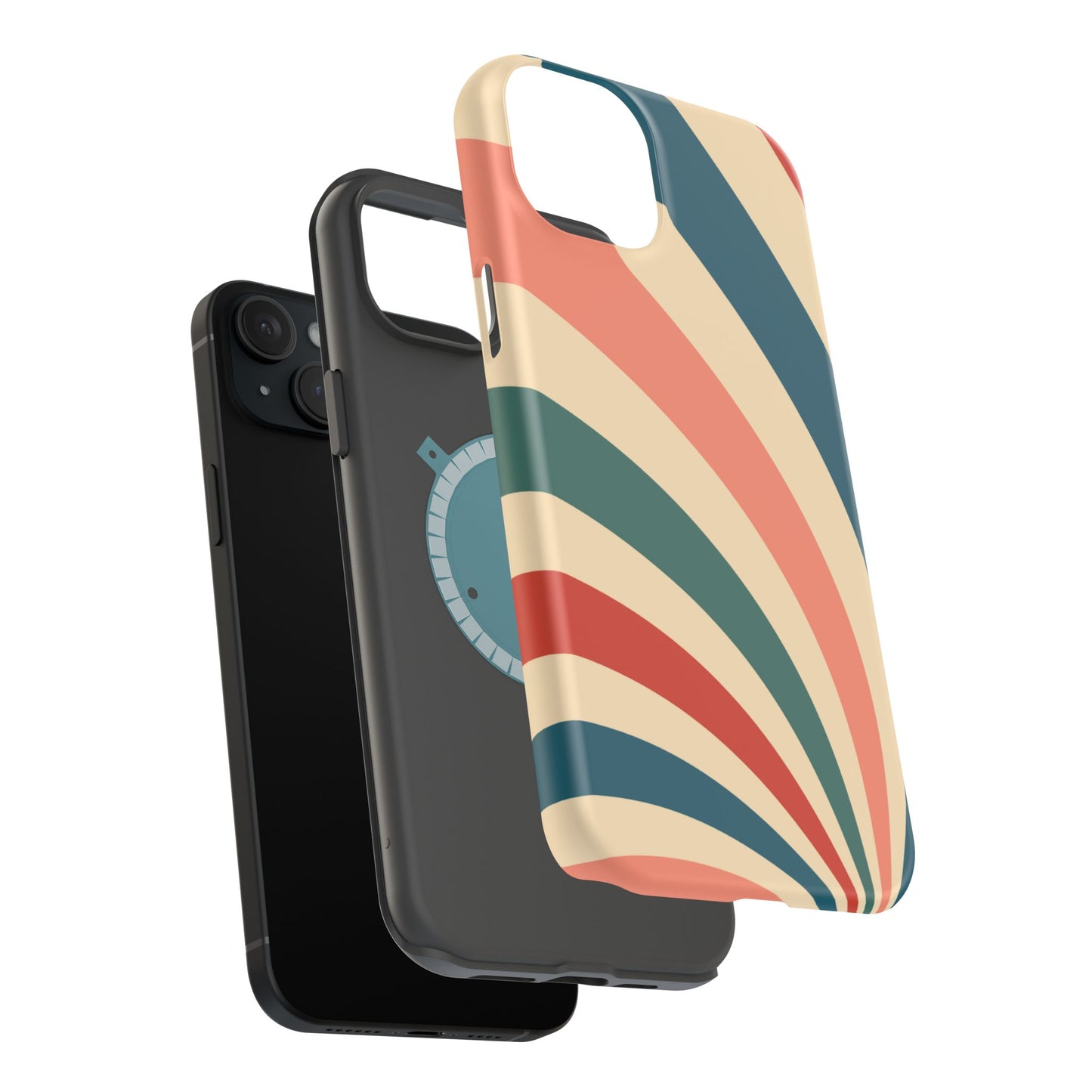 Retro Sunburst Swirl MagSafe iPhone Case – Dual-Layer Protection with Bold 70s Vibes