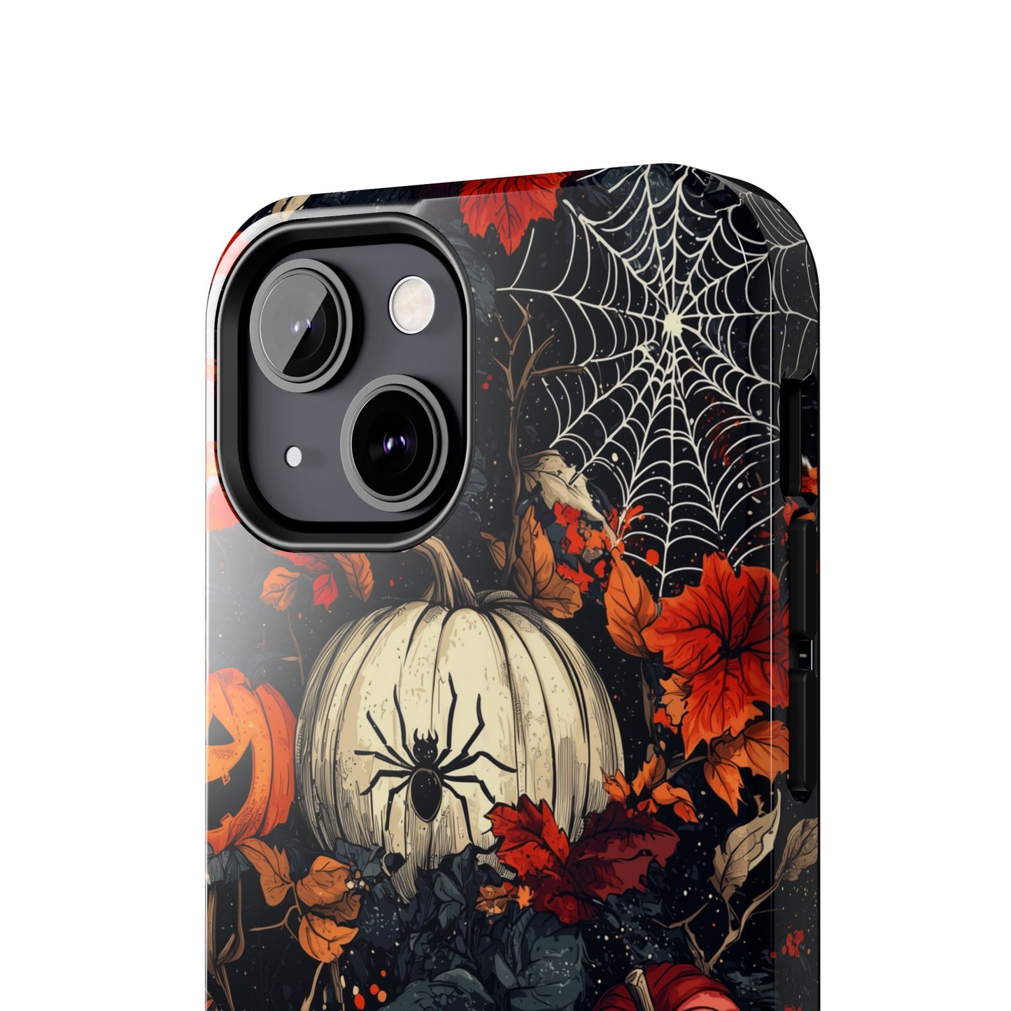 Hauntingly Elegant Halloween iPhone Case – Pumpkins, Spiders, and Autumn Leaves Design - BOGO Cases