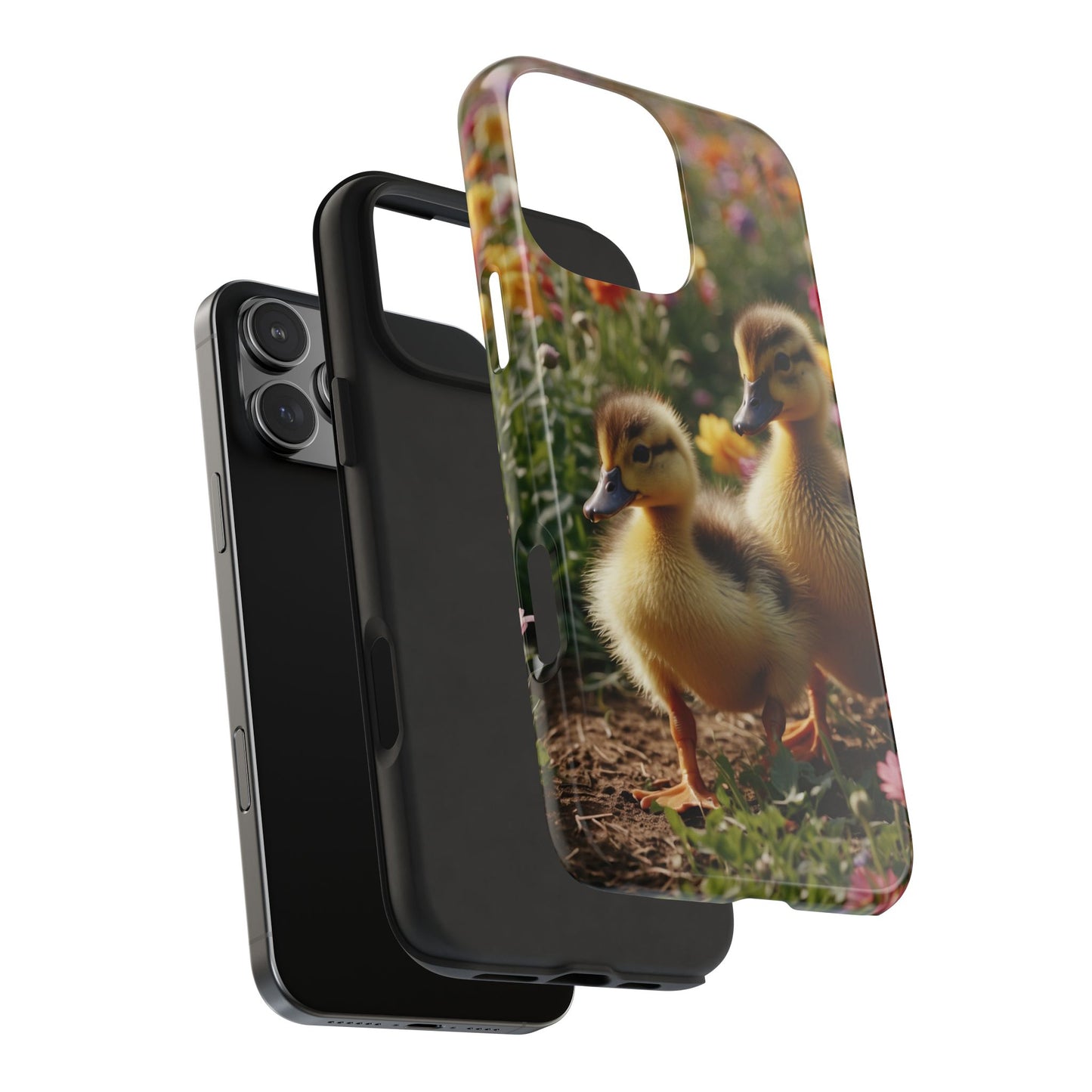 Charming Ducklings in Floral Garden - iPhone Case