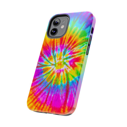 Rainbow Spiral Tie-Dye iPhone Case – Bright & Retro Design