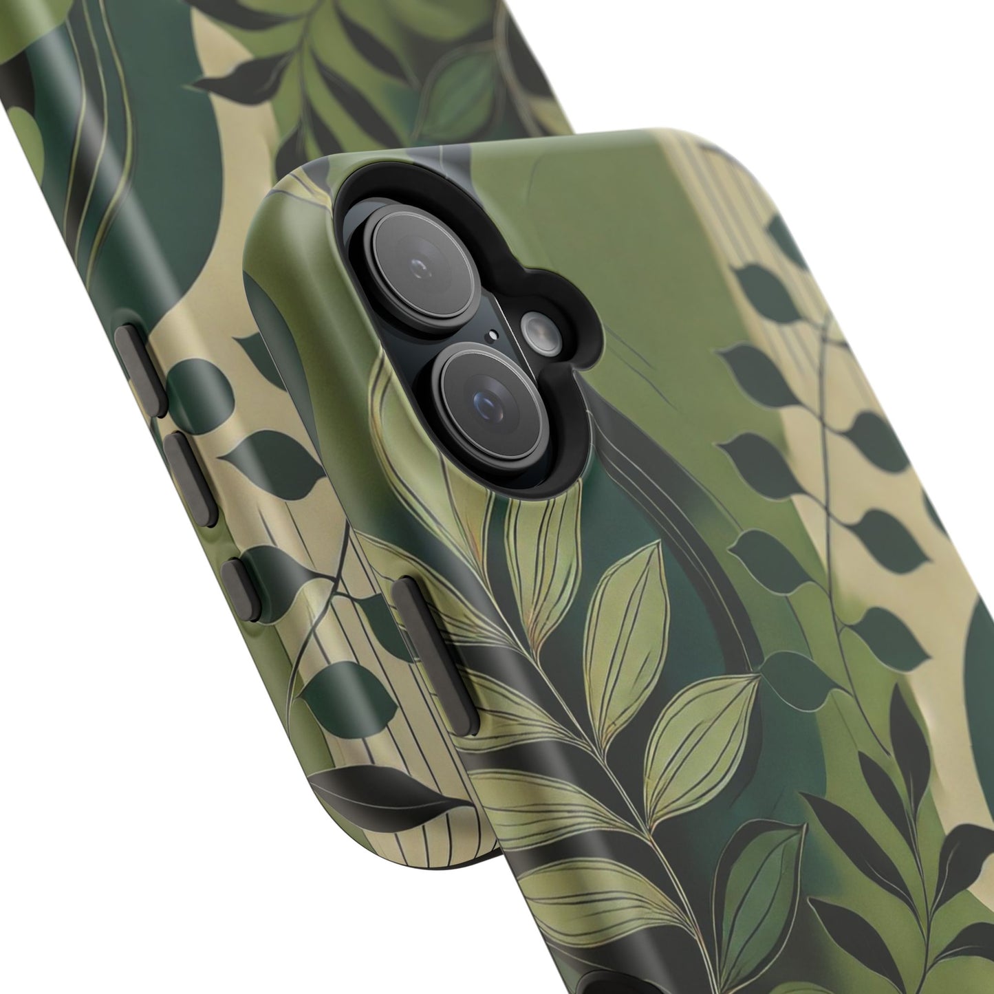 Abstract Green Leaves MagSafe iPhone Case - Nature-Inspired Protective Cover