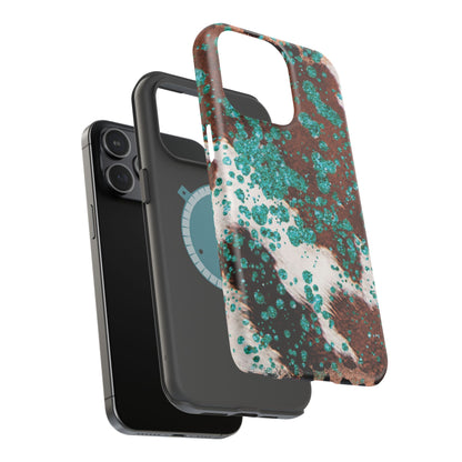 Teal Glitter Cowhide - MagSafe iPhone Series Case