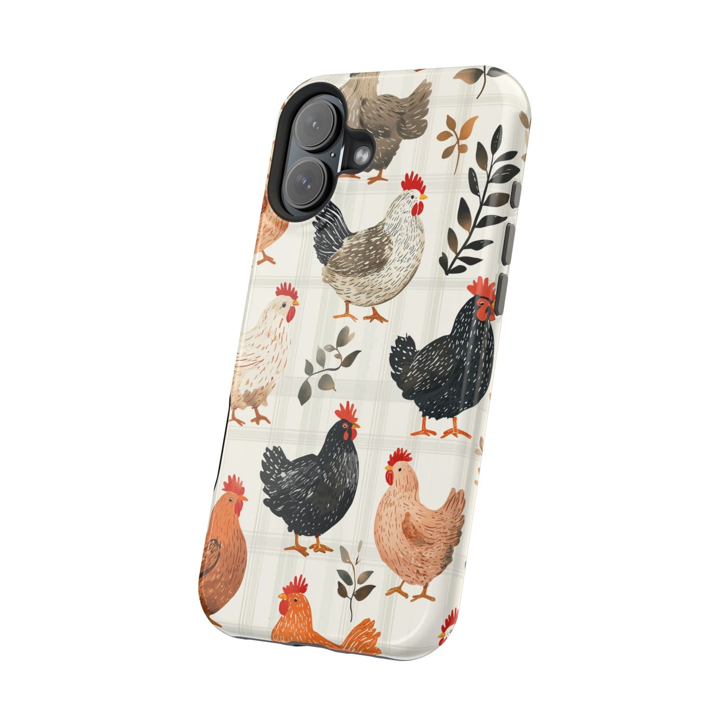 MagSafe iPhone Case: Vintage Chicken & Leaves – Farmhouse Style Case