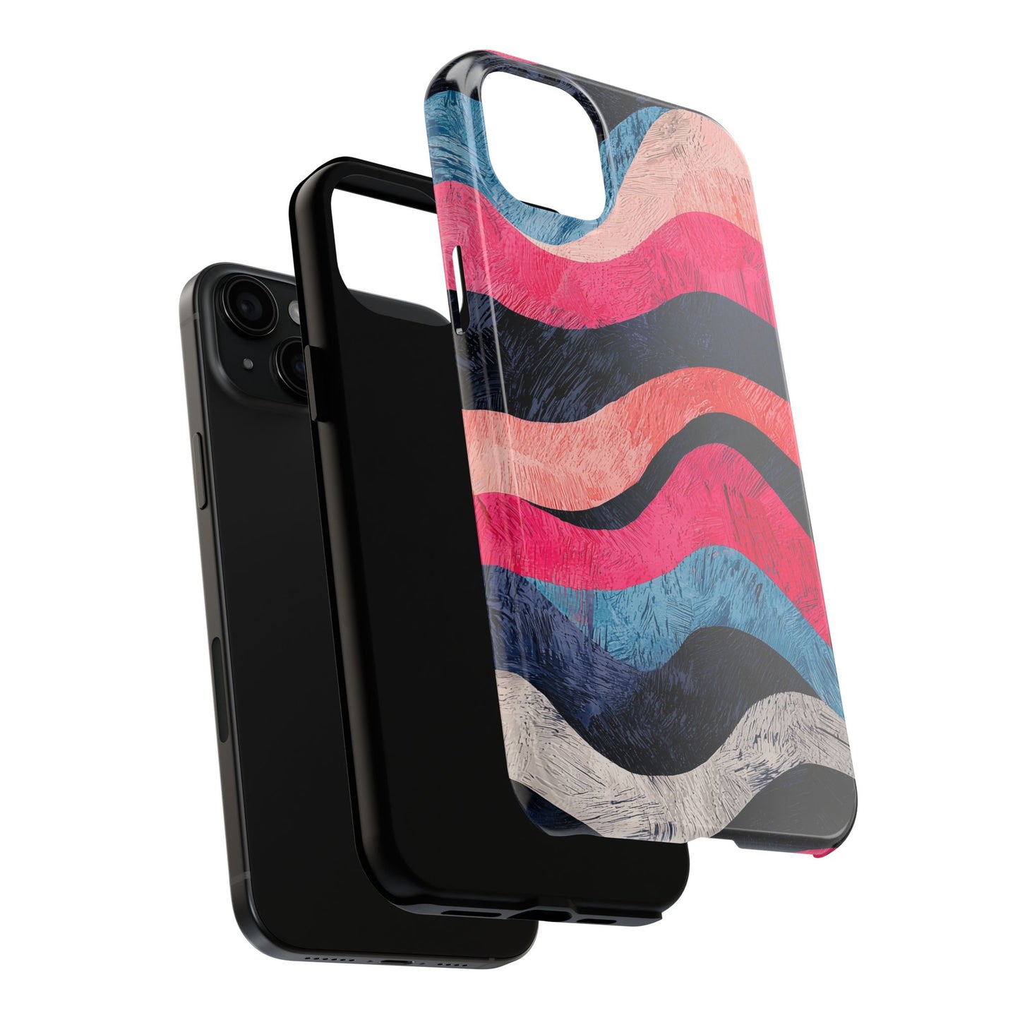 Abstract Wave Pattern iPhone Case – Shockproof, Matte Finish, Dual-Layer Protection