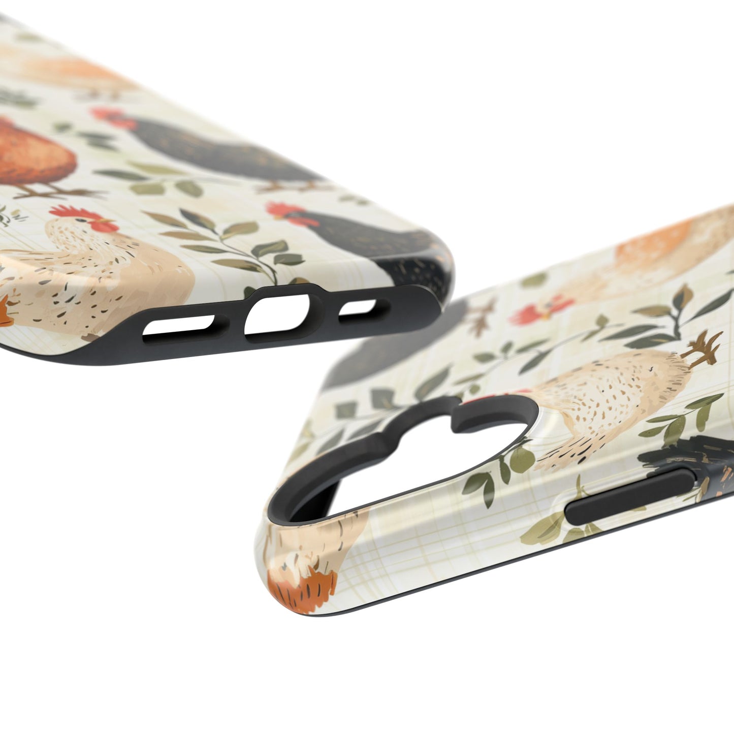 MagSafe iPhone Case: Vintage Chicken Farmhouse Case – Rustic Leaves Design