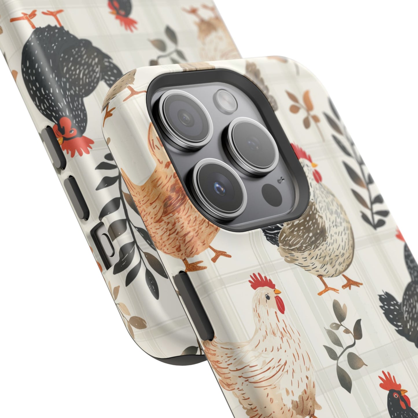 MagSafe iPhone Case: Vintage Chicken & Leaves – Farmhouse Style Case