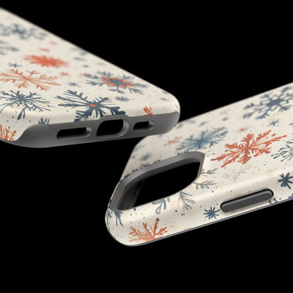 Rustic Orange and Blue Snowflake Pattern – MagSafe iPhone Series Case