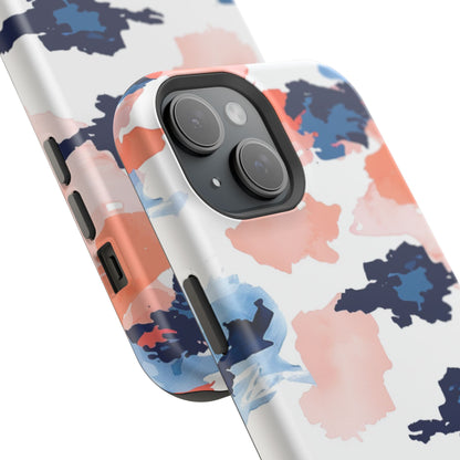 Abstract Coral & Navy Watercolor Design – MagSafe iPhone Case