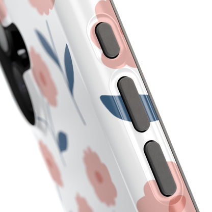 Playful Pink Floral Tough MagSafe  iPhone Case – Soft Pastel Design, Slim & Shockproof