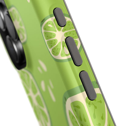 Zesty Lime Splash Tough MagSafe iPhone Case – Fresh Citrus Design, Dual-Layer Protection