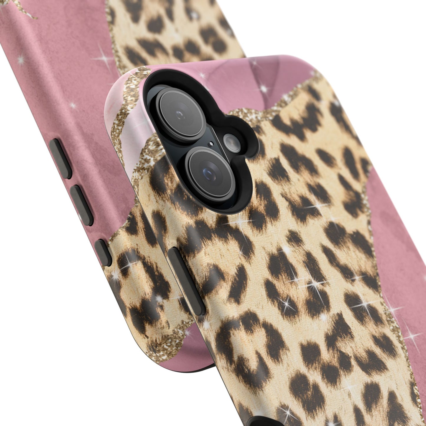 Pink Glam Leopard - MagSafe iPhone Series Case with Glitter Accents