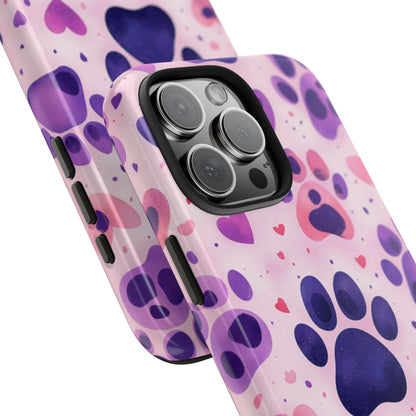 Purple Paw Print iPhone Case - Playful Pet Lover’s Protective Cover