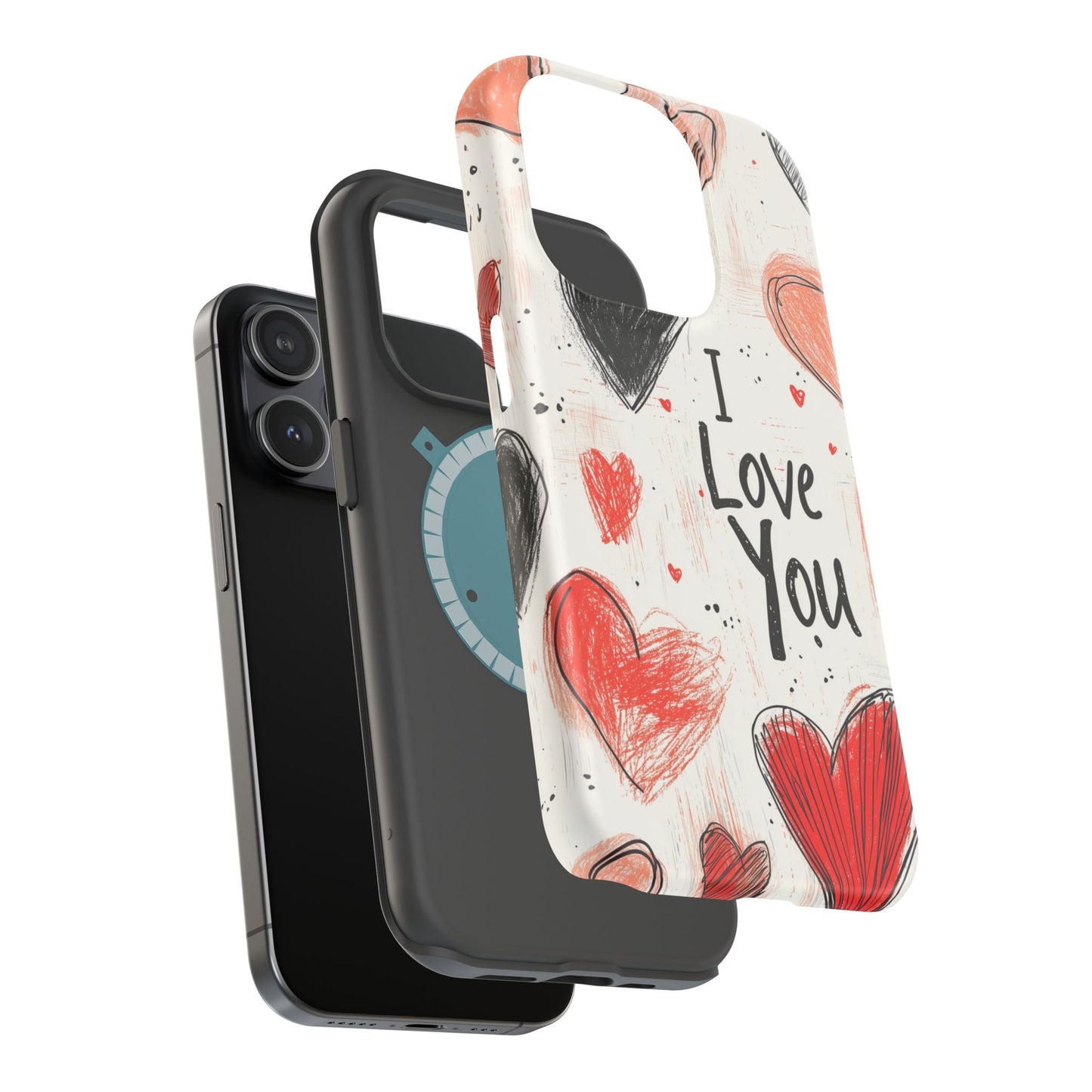 Romantic "I Love You" Heart Sketch - MagSafe Compatible Case