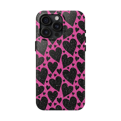 Pink Glitter Hearts iPhone Case