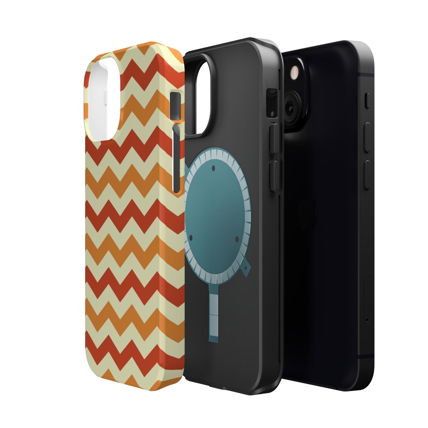 Warm Sunset Chevron – Orange, Red & Cream Geometric MagSafe iPhone Case