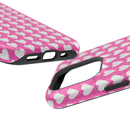 Pink Glitter Heart Pattern MagSafe Case