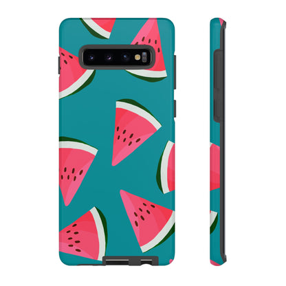 Watermelon Bliss Samsung Galaxy Case – Vibrant Summer Fruit Design on Teal Background